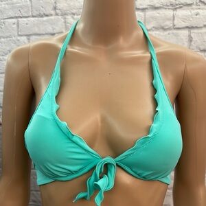 Victoria's Secret Blue Bikini Halter Top with Tie Detail